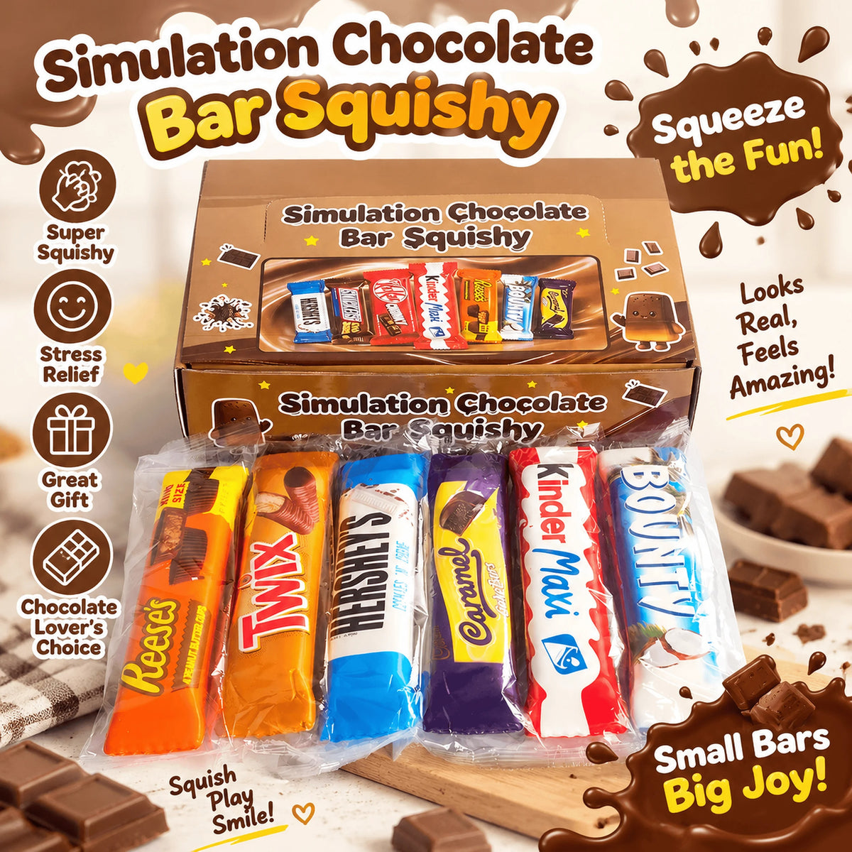 Chocolate Squishy Toy - UK Viral Chocolate Bars Squishy - Premium Squishy Toy - Sensory Fidget Toy